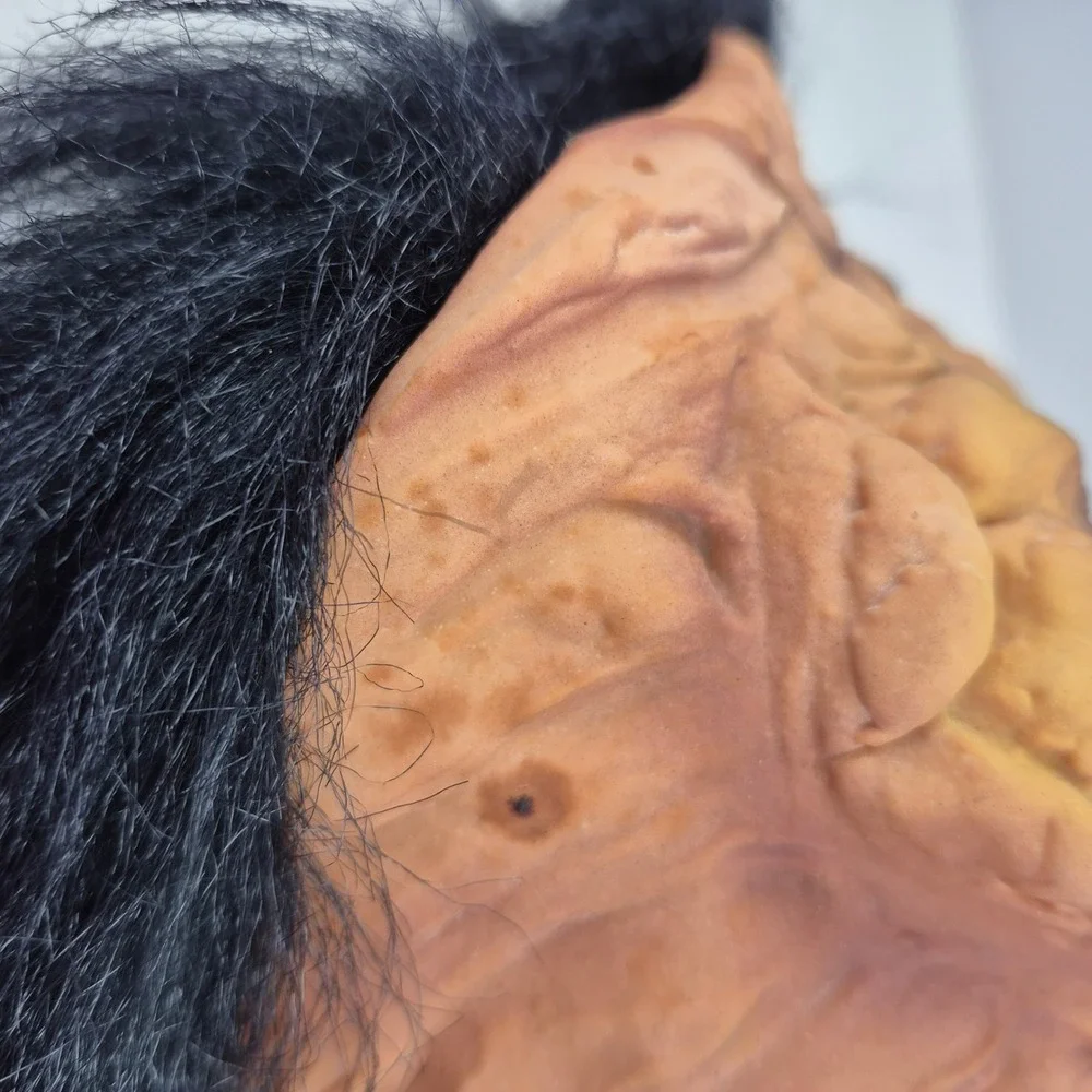Vtg Halloween Mask Pig Ghoul Monster Latex Hair Blue Eyes Sri Lanka 80s‎ 90s